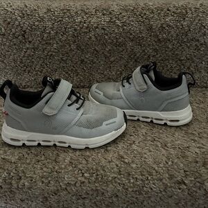 Kids Grey Athletic Sneakers with Hook-and-Loop Strap